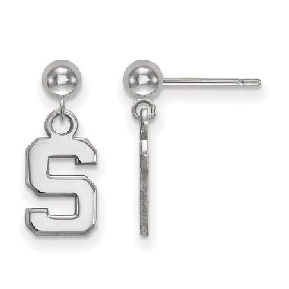 Sterlingsilber Rhodiniert Logoart Michigan State University Buchstabe S Hängend Kugel Ohrstecker