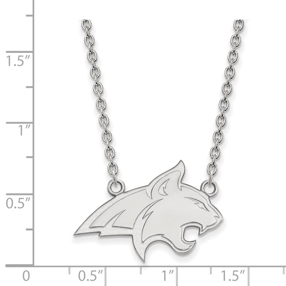 Sterlingsilber Rhodiniert Logoart Montana State University Bobcat Groß Anhänger 18 Zoll Halskette