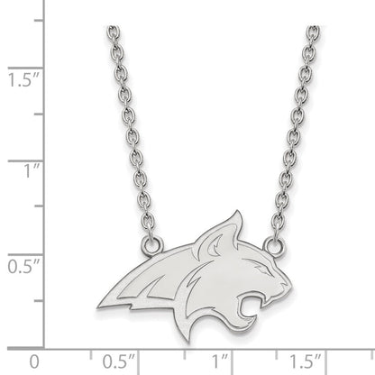 Sterlingsilber Rhodiniert Logoart Montana State University Bobcat Groß Anhänger 18 Zoll Halskette