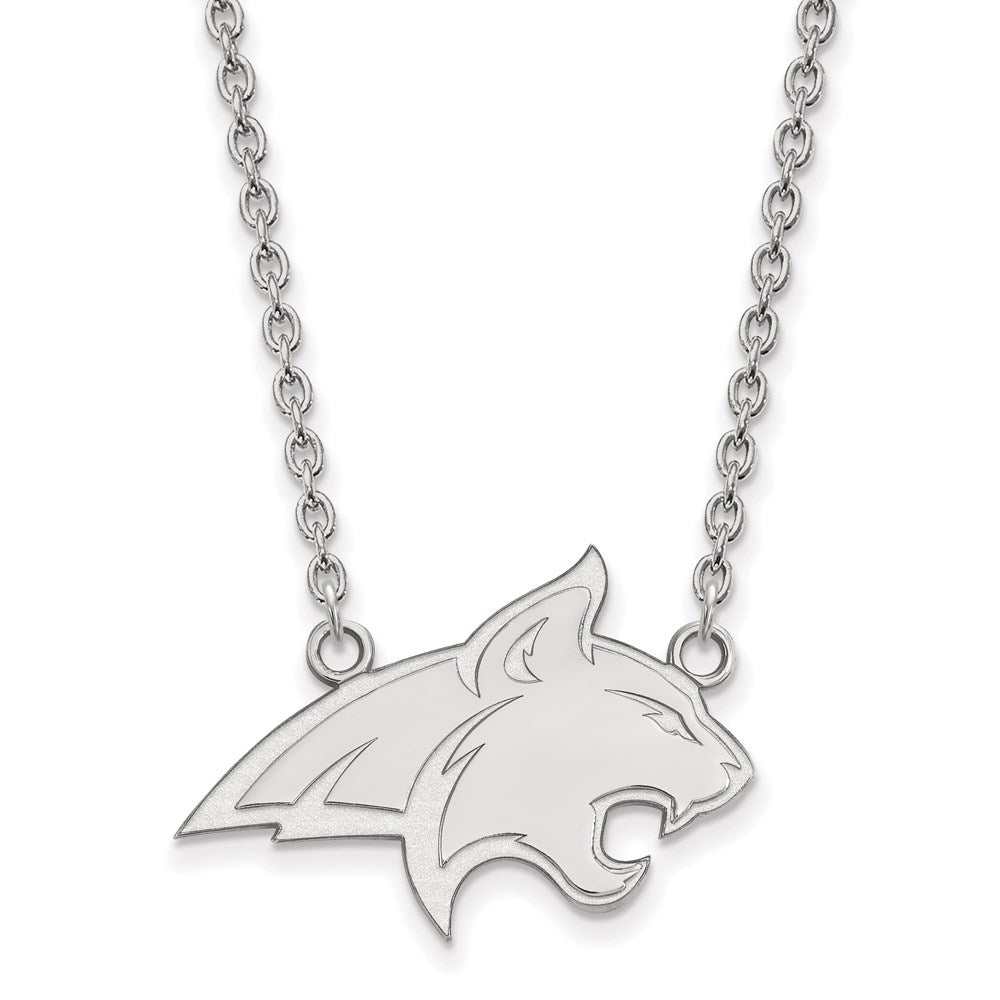 Sterlingsilber Rhodiniert Logoart Montana State University Bobcat Groß Anhänger 18 Zoll Halskette