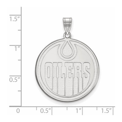 10K Weißgold Nhl Logoart Edmonton Oilers Extra Groß Anhänger