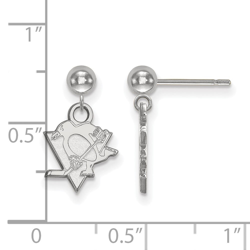 Sterlingsilber Rhodiniert Nhl Logoart Pittsburgh Penguins Hängend Ohrstecker