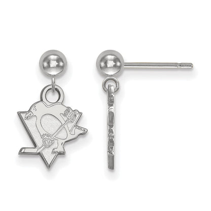 Sterlingsilber Rhodiniert Nhl Logoart Pittsburgh Penguins Hängend Ohrstecker