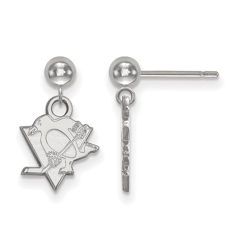 Sterlingsilber Rhodiniert Nhl Logoart Pittsburgh Penguins Hängend Ohrstecker
