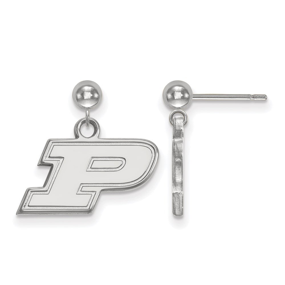 14K Weißgold Logoart Purdue University Buchstabe P Hängend Kugel Ohrstecker