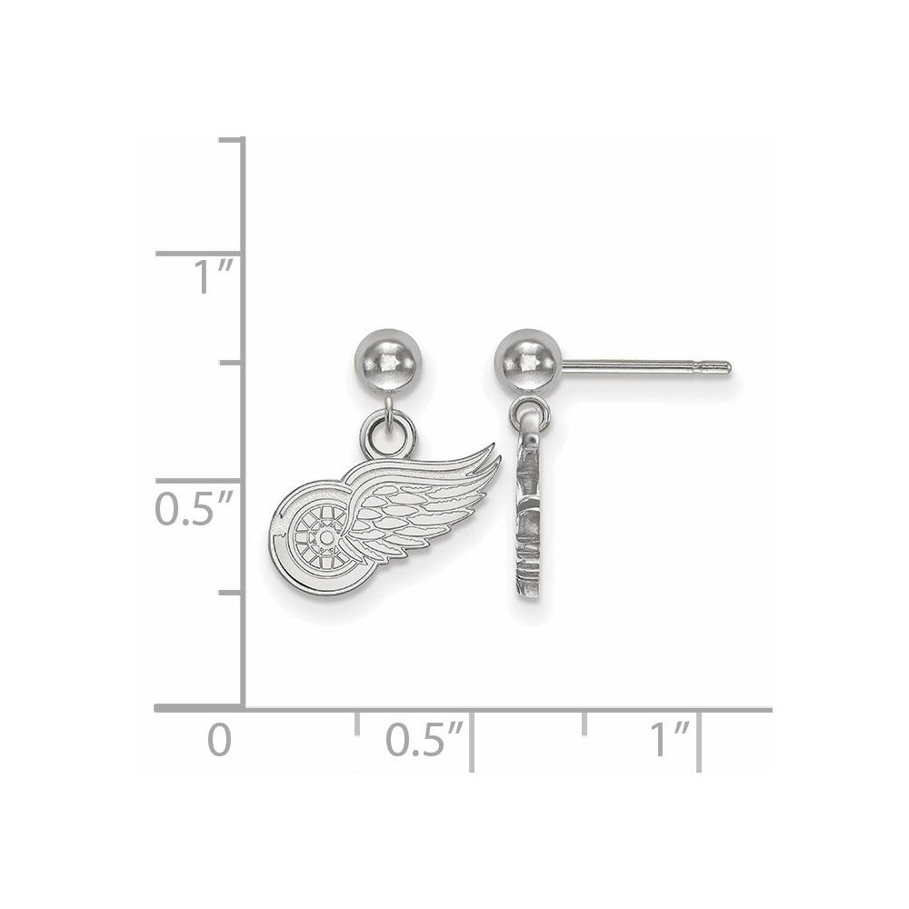 Sterlingsilber Rhodiniert Nhl Logoart Detroit Rot Flügel Hängend Ohrstecker
