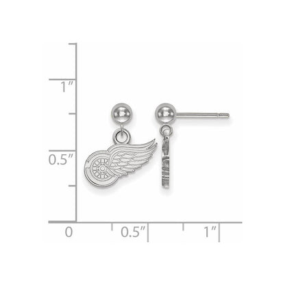 Sterlingsilber Rhodiniert Nhl Logoart Detroit Rot Flügel Hängend Ohrstecker