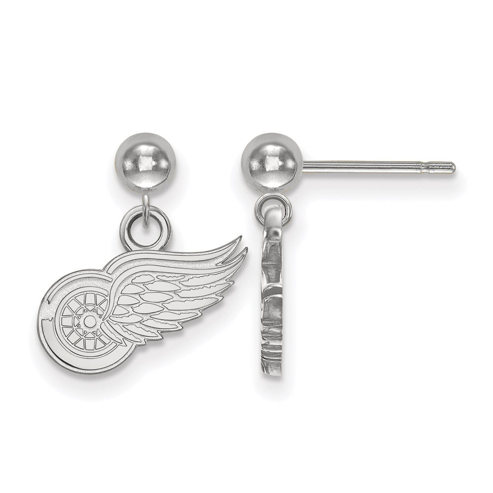 Sterlingsilber Rhodiniert Nhl Logoart Detroit Rot Flügel Hängend Ohrstecker