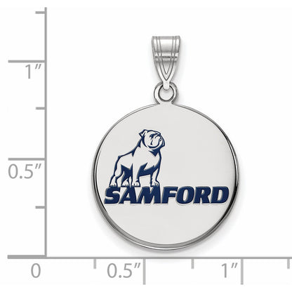 Sterlingsilber Rhodiniert Logoart Samford University Groß Emailliert Plättchen Anhänger