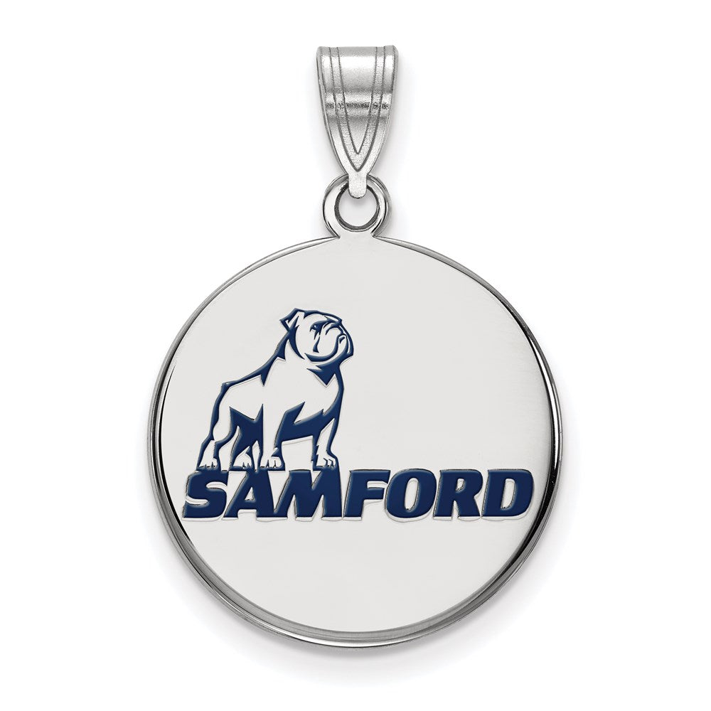 Sterlingsilber Rhodiniert Logoart Samford University Groß Emailliert Plättchen Anhänger