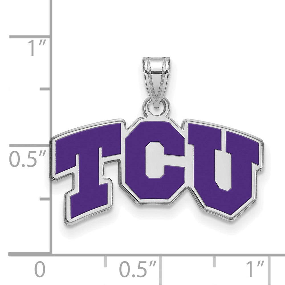 Sterlingsilber Rhodiniert Logoart Texas Christlich University T C U Klein Emailliert Anhänger