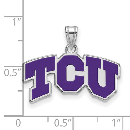 Sterlingsilber Rhodiniert Logoart Texas Christlich University T C U Klein Emailliert Anhänger