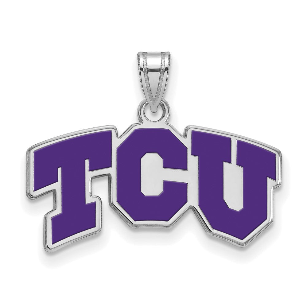 Sterlingsilber Rhodiniert Logoart Texas Christlich University T C U Klein Emailliert Anhänger