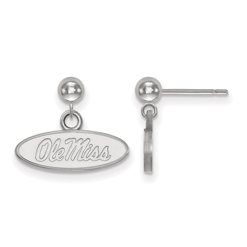 Sterlingsilber Rhodiniert Logoart University Of Mississippi Ole Miss Oval Hängend Kugel Ohrstecker