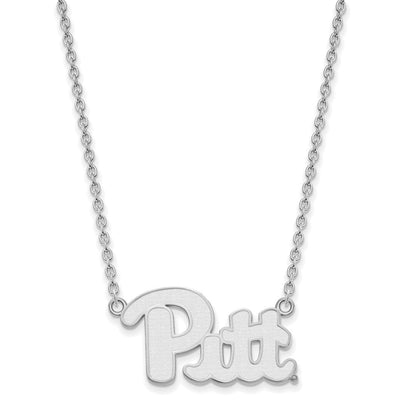 Sterlingsilber Rhodiniert Logoart University Of Pittsburgh Groß Anhänger 18 Zoll Halskette