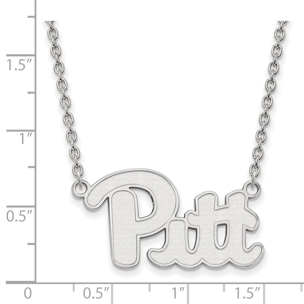 Sterlingsilber Rhodiniert Logoart University Of Pittsburgh Groß Anhänger 18 Zoll Halskette
