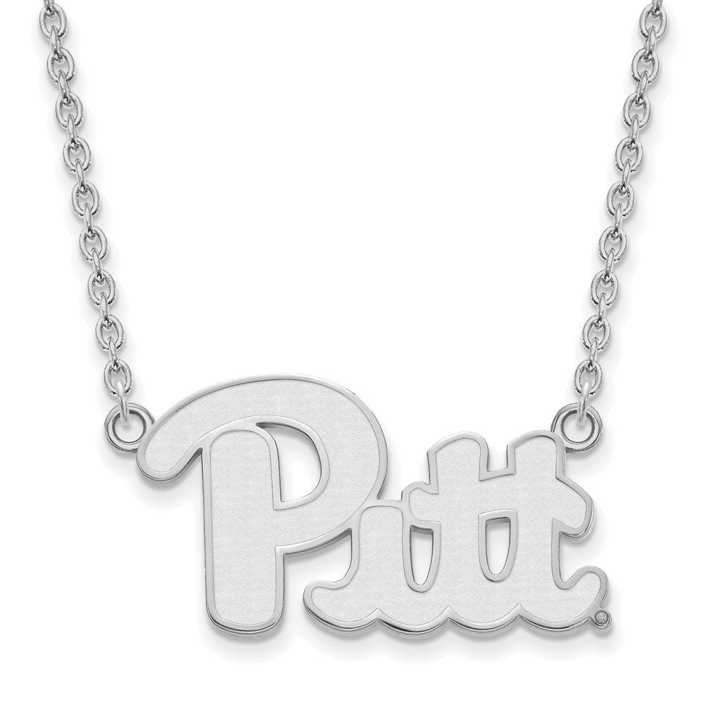 Sterlingsilber Rhodiniert Logoart University Of Pittsburgh Groß Anhänger 18 Zoll Halskette
