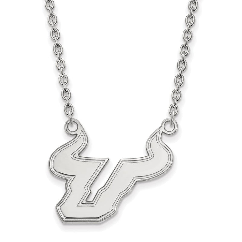 10K Weißgold Logoart University Of South Florida Bull Groß Anhänger 18 Zoll Halskette