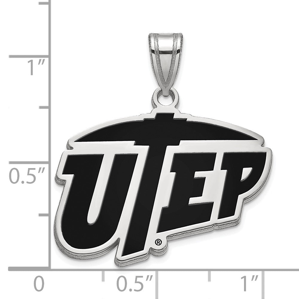 Sterlingsilber Rhodiniert Logoart University Of Texas At El Paso Groß Emailliert Anhänger