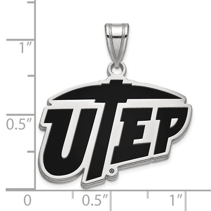 Sterlingsilber Rhodiniert Logoart University Of Texas At El Paso Groß Emailliert Anhänger