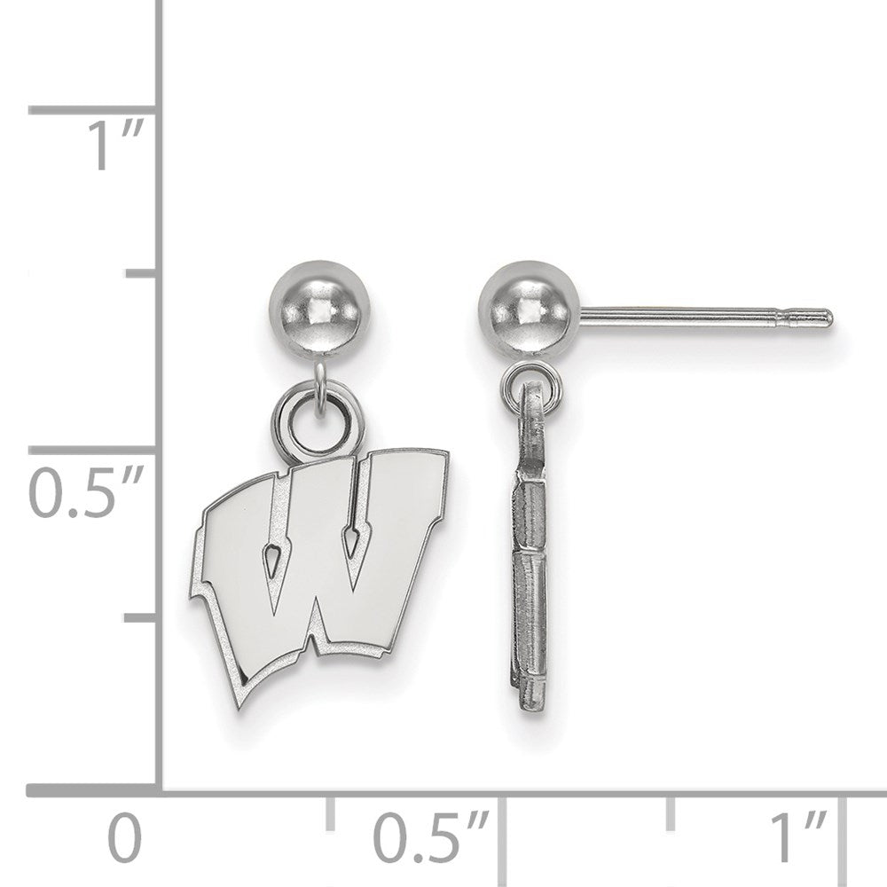 Sterlingsilber Rhodiniert Logoart University Of Wisconsin Buchstabe W Hängend Kugel Ohrstecker