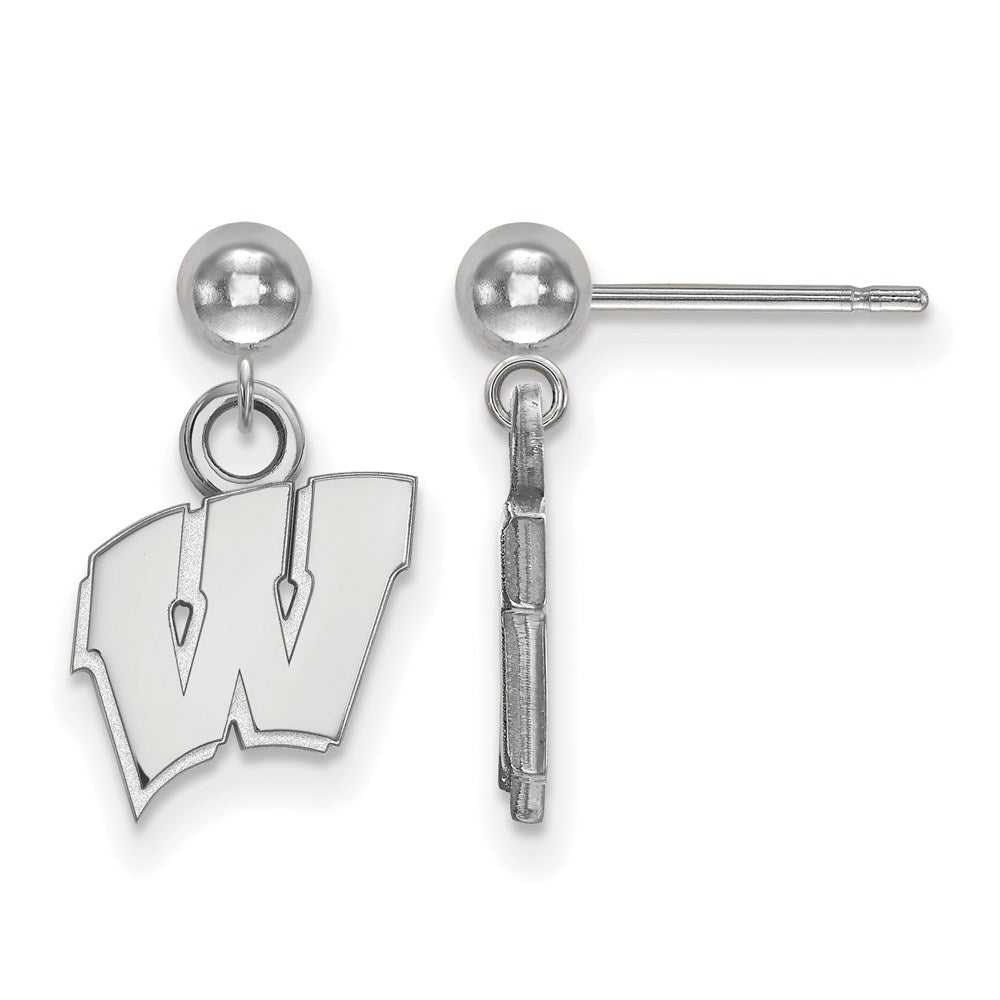 Sterlingsilber Rhodiniert Logoart University Of Wisconsin Buchstabe W Hängend Kugel Ohrstecker