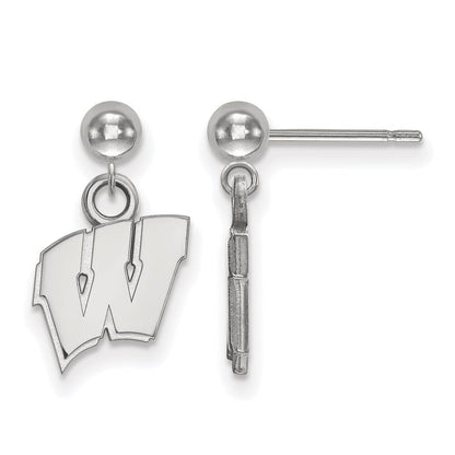 Sterlingsilber Rhodiniert Logoart University Of Wisconsin Buchstabe W Hängend Kugel Ohrstecker