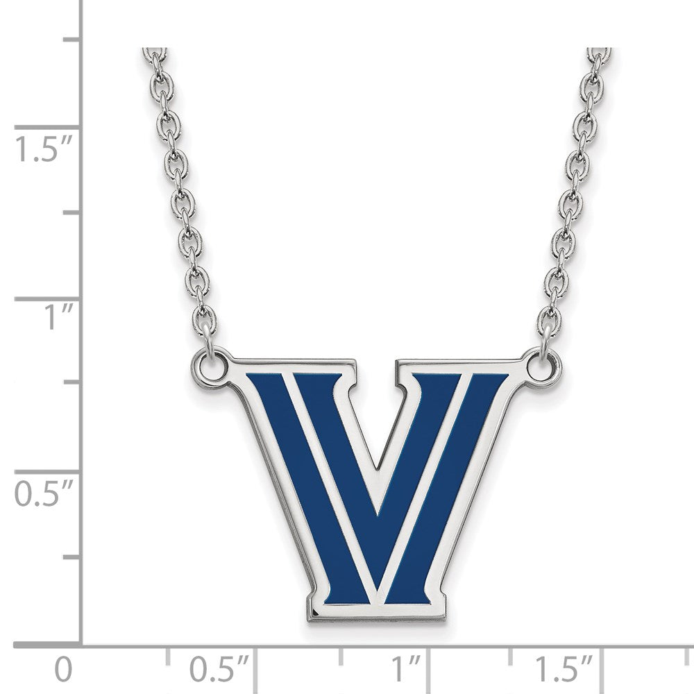 Sterlingsilber Rhodiniert Logoart Villanova University Buchstabe V Groß Emailliert Anhänger 18 Zoll Halskette