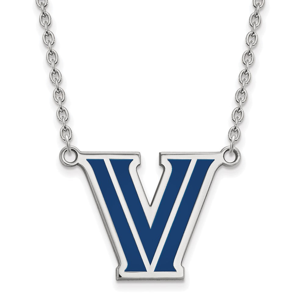 Sterlingsilber Rhodiniert Logoart Villanova University Buchstabe V Groß Emailliert Anhänger 18 Zoll Halskette