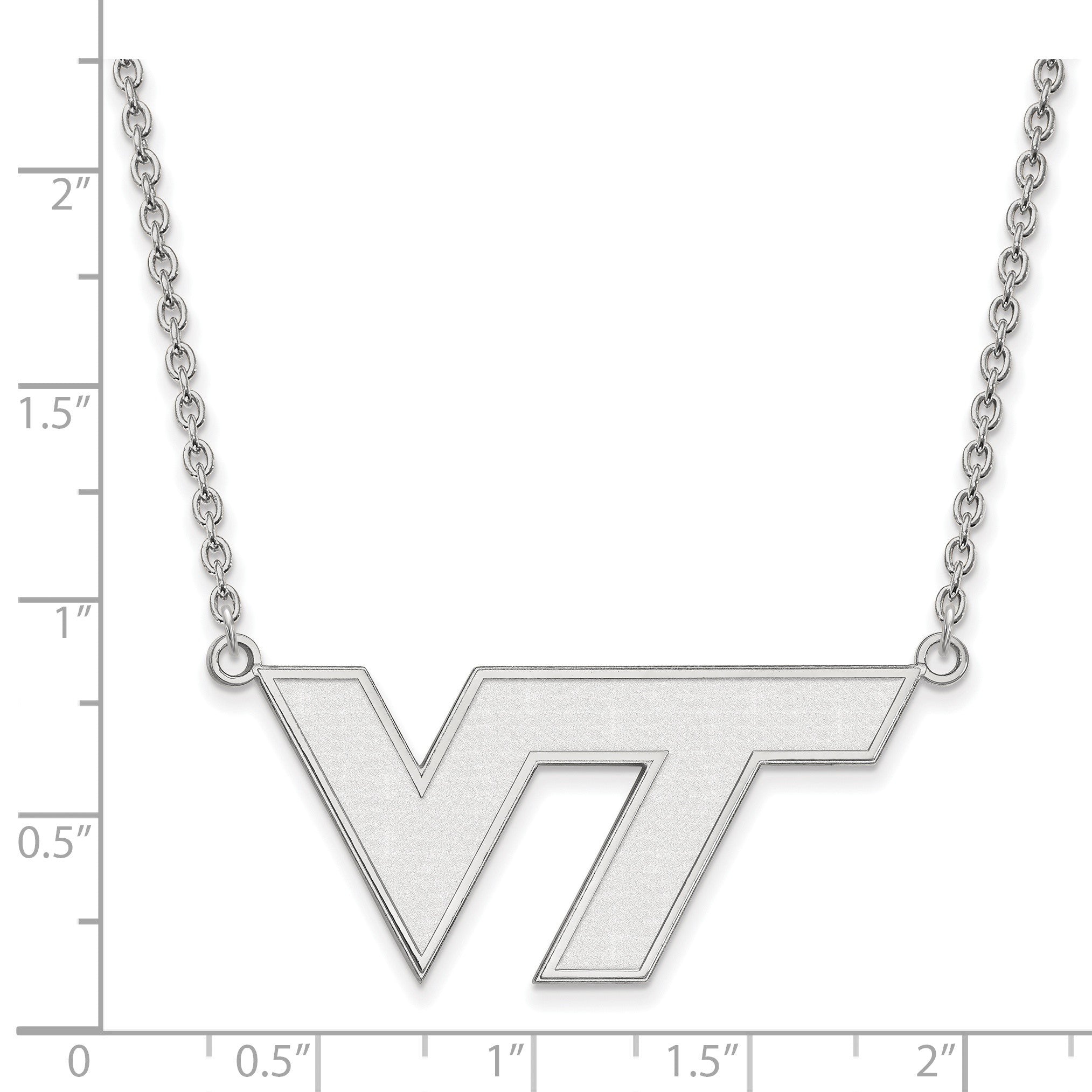 10K Weißgold Logoart Virginia Tech V T Groß Anhänger 18 Zoll Halskette