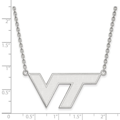 Sterlingsilber Rhodiniert Logoart Virginia Tech V T Groß Anhänger 18 Zoll Halskette