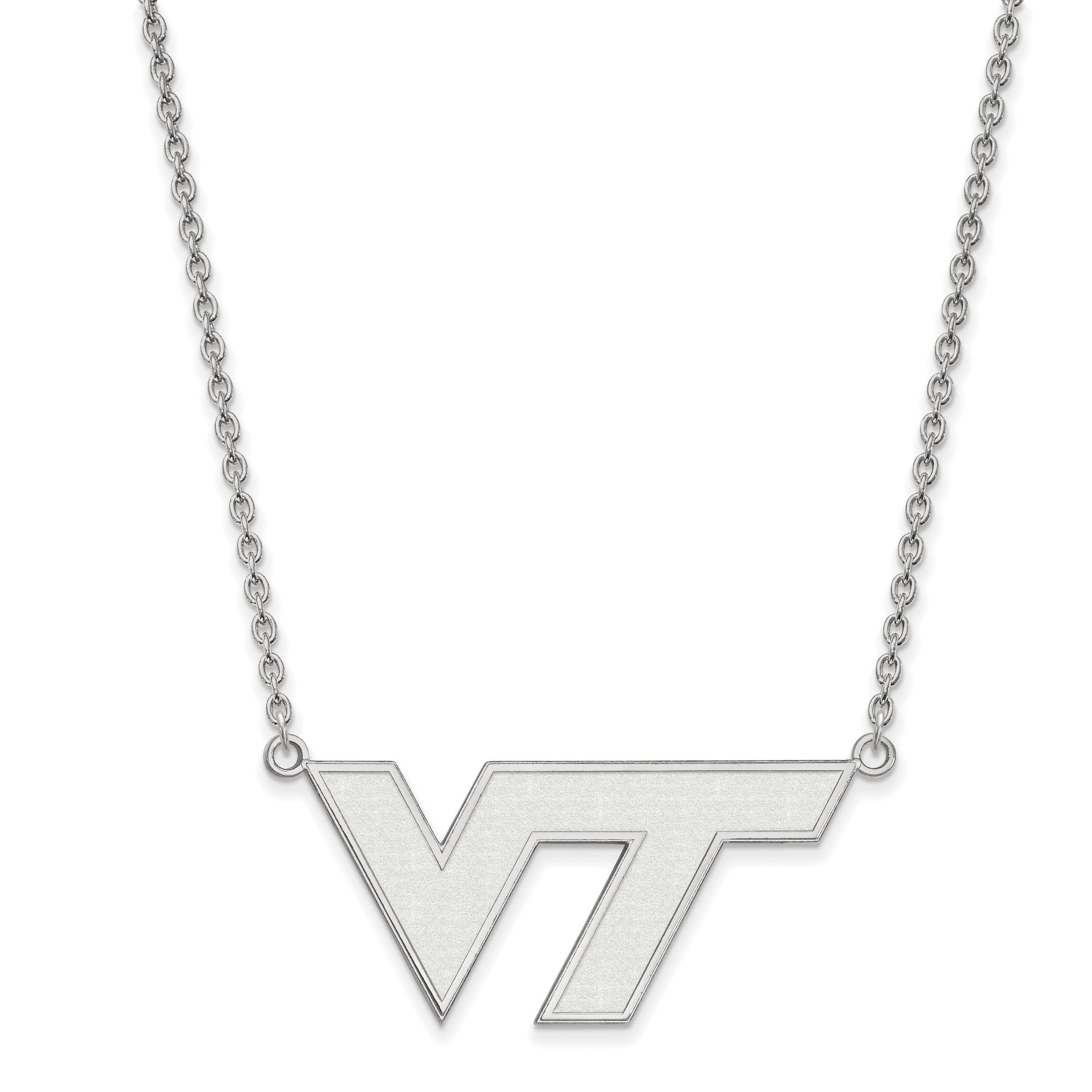 Sterlingsilber Rhodiniert Logoart Virginia Tech V T Groß Anhänger 18 Zoll Halskette