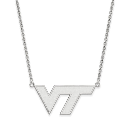 Sterlingsilber Rhodiniert Logoart Virginia Tech V T Groß Anhänger 18 Zoll Halskette