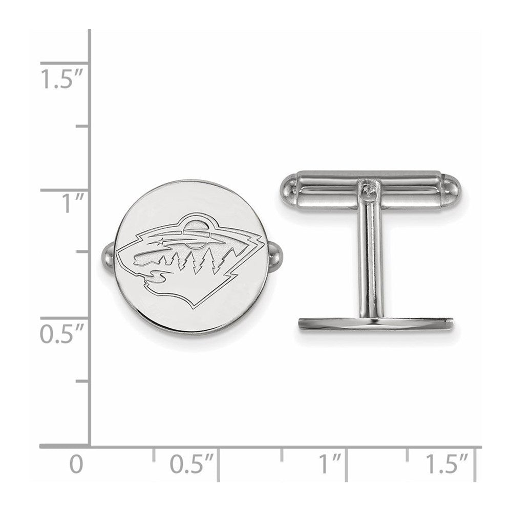 Sterlingsilber Rhodiniert Nhl Logoart Minnesota Wild Manschette Knöpfe