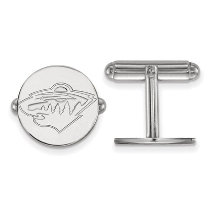 Sterlingsilber Rhodiniert Nhl Logoart Minnesota Wild Manschette Knöpfe