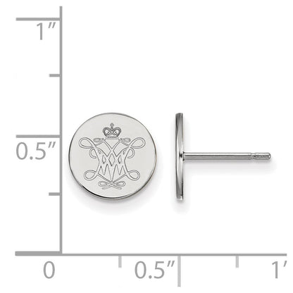 Sterlingsilber Rhodiniert Logoart College Of William und Mary Extra Klein Plättchen Ohrringe