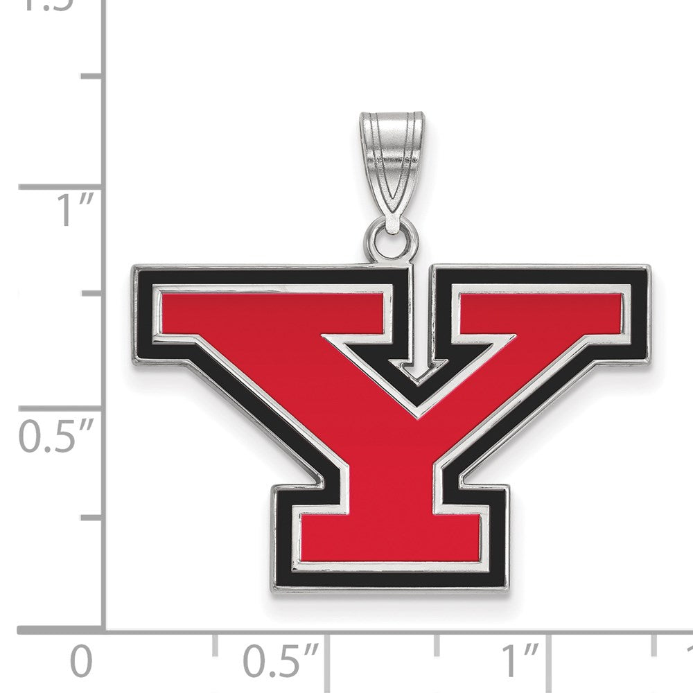 Sterlingsilber Rhodiniert Logoart Youngstown State University Buchstabe Y Groß Emailliert Anhänger