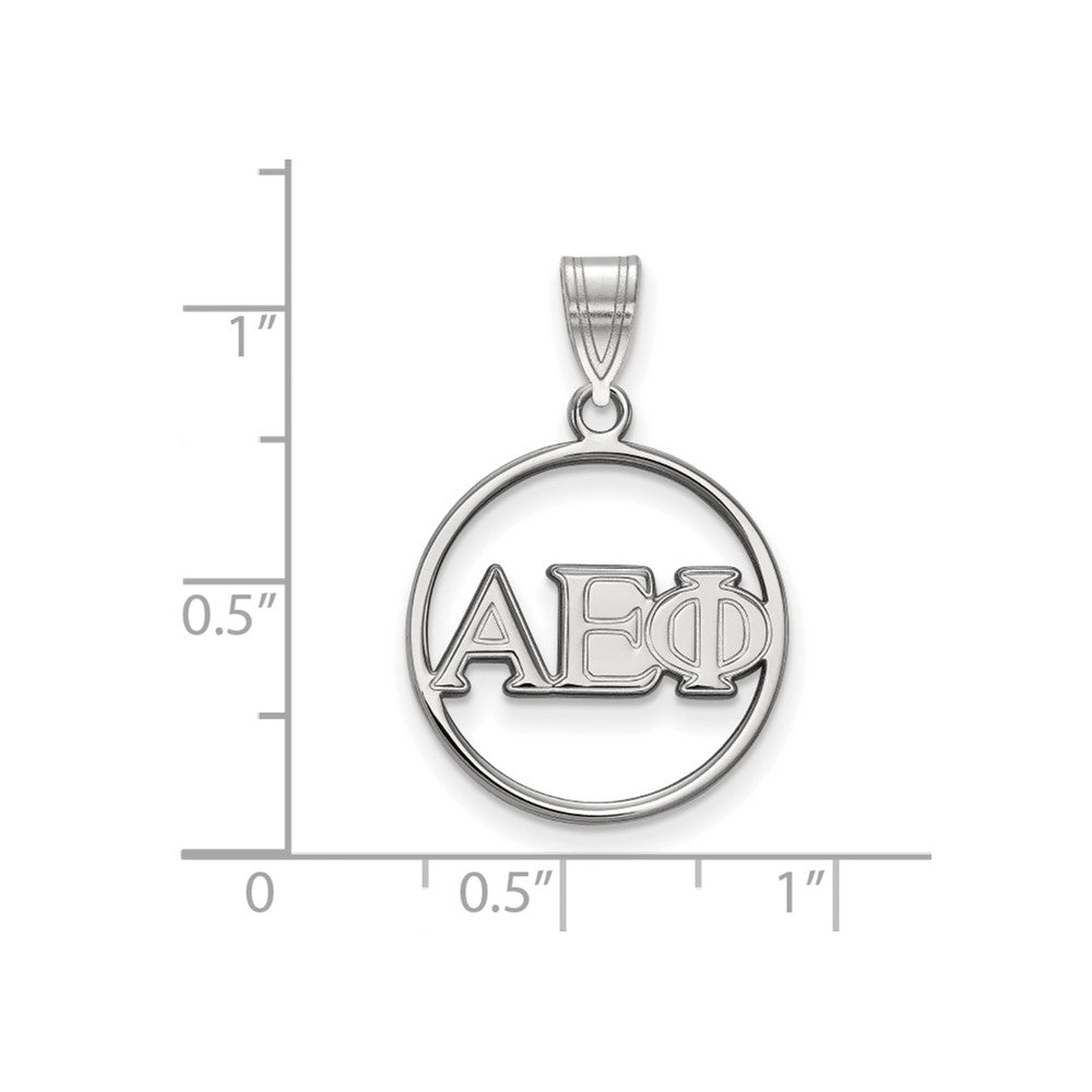 Sterlingsilber Rhodiniert Logoart Alpha Epsilon Phi Sorority Greek Buchstaben Klein Kreis Anhänger
