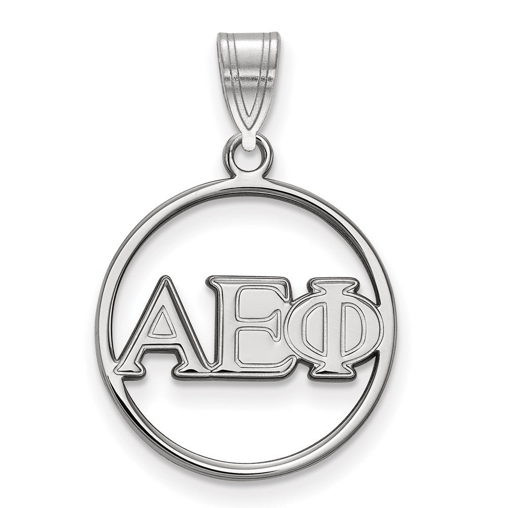 Sterlingsilber Rhodiniert Logoart Alpha Epsilon Phi Sorority Greek Buchstaben Klein Kreis Anhänger