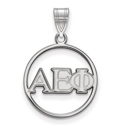 Sterlingsilber Rhodiniert Logoart Alpha Epsilon Phi Sorority Greek Buchstaben Klein Kreis Anhänger