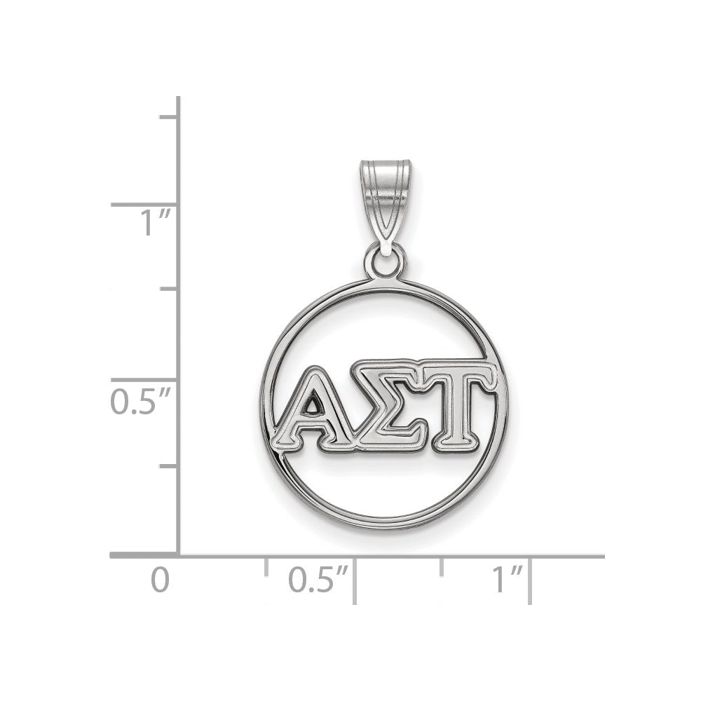 Sterlingsilber Rhodiniert Logoart Alpha Sigma Tau Sorority Greek Buchstaben Mittel Kreis Anhänger