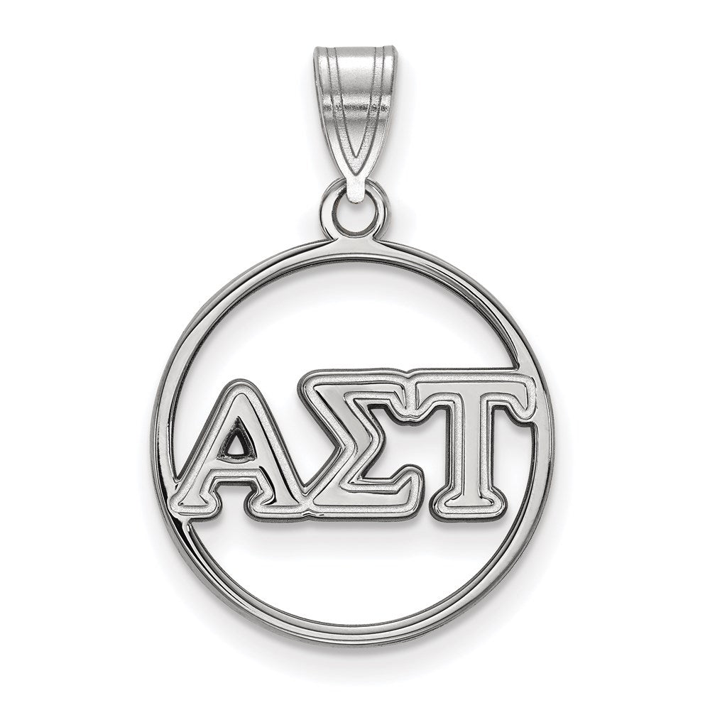 Sterlingsilber Rhodiniert Logoart Alpha Sigma Tau Sorority Greek Buchstaben Mittel Kreis Anhänger