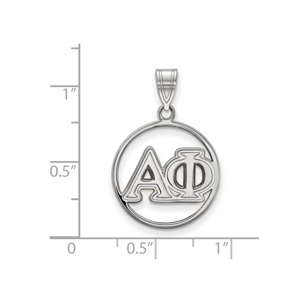 Sterlingsilber Rhodiniert Logoart Alpha Phi Sorority Greek Buchstaben Mittel Kreis Anhänger