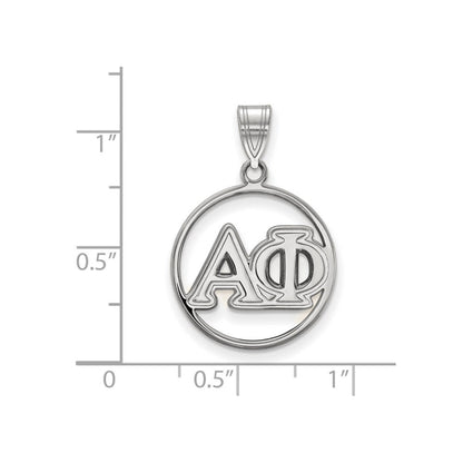 Sterlingsilber Rhodiniert Logoart Alpha Phi Sorority Greek Buchstaben Mittel Kreis Anhänger