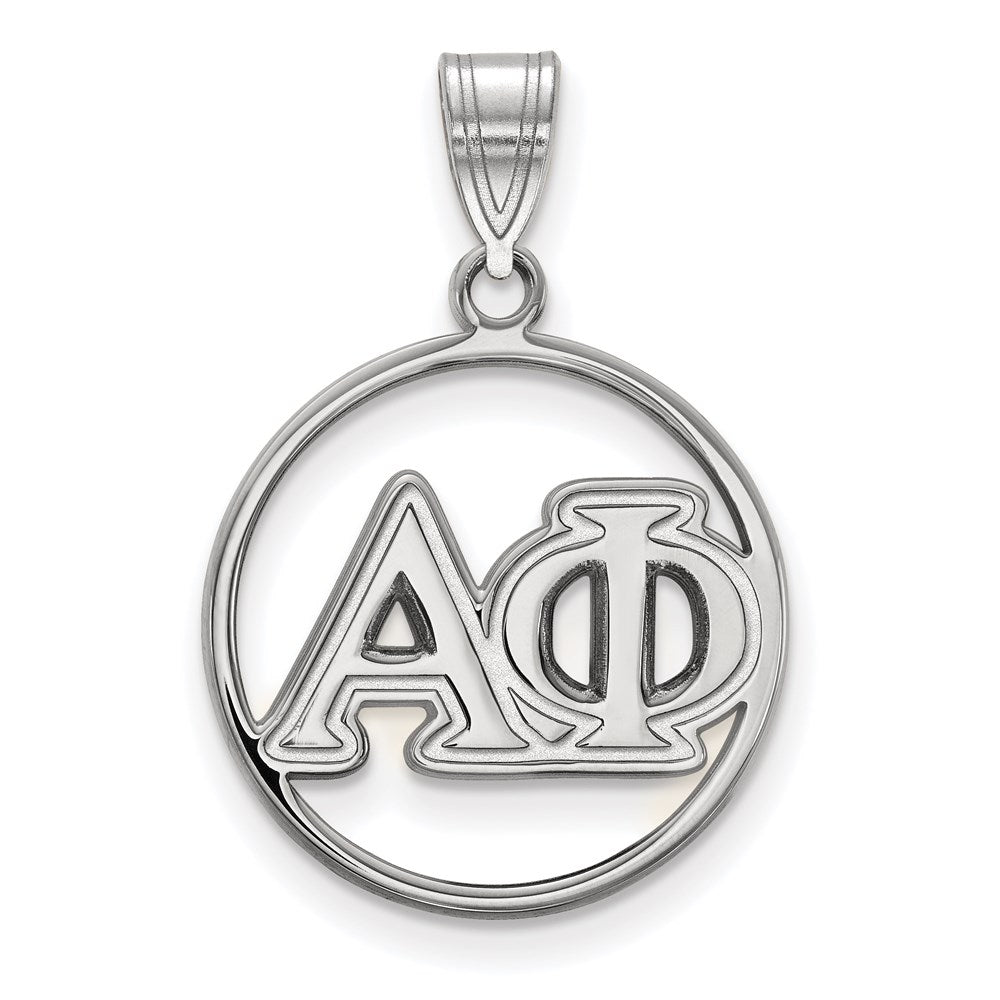 Sterlingsilber Rhodiniert Logoart Alpha Phi Sorority Greek Buchstaben Mittel Kreis Anhänger