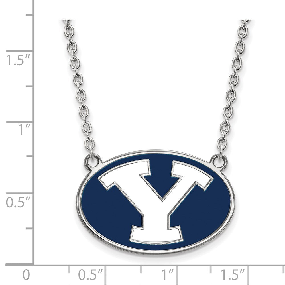 Sterlingsilber Rhodiniert Logoart Brigham Young University Buchstabe Y Groß Emailliert Anhänger 18 Zoll Halskette