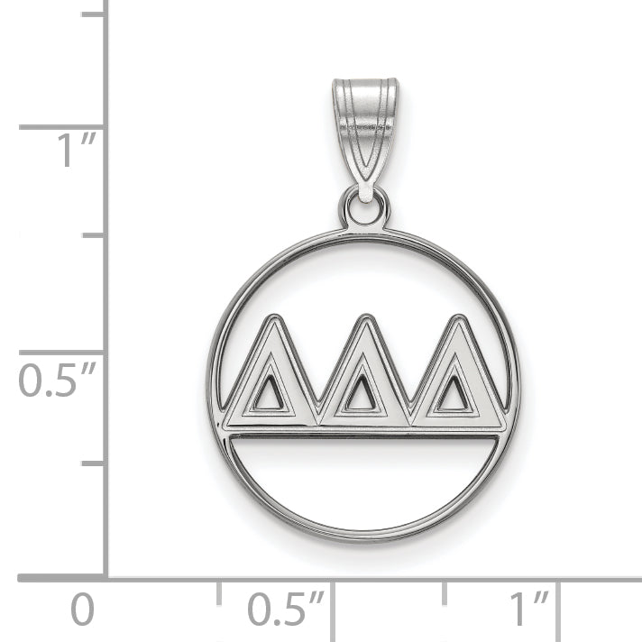 Sterlingsilber Rhodiniert Logoart Delta Sorority Greek Buchstaben Mittel Kreis Anhänger