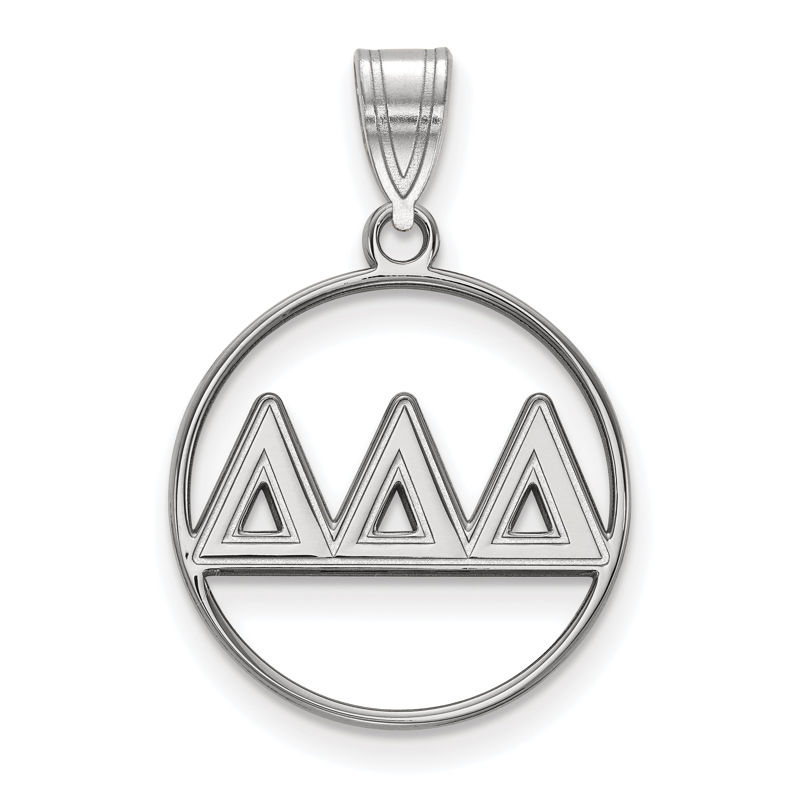 Sterlingsilber Rhodiniert Logoart Delta Sorority Greek Buchstaben Mittel Kreis Anhänger