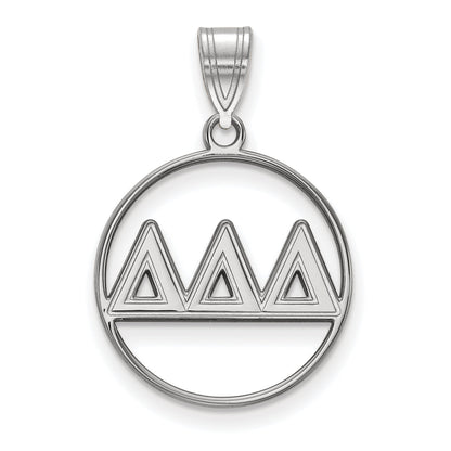 Sterlingsilber Rhodiniert Logoart Delta Sorority Greek Buchstaben Mittel Kreis Anhänger