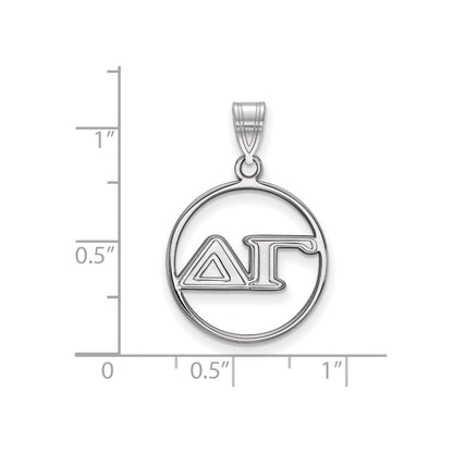 Sterlingsilber Rhodiniert Logoart Delta Gamma Sorority Greek Buchstaben Mittel Kreis Anhänger